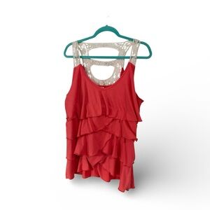 Red Ruffled Women's Top